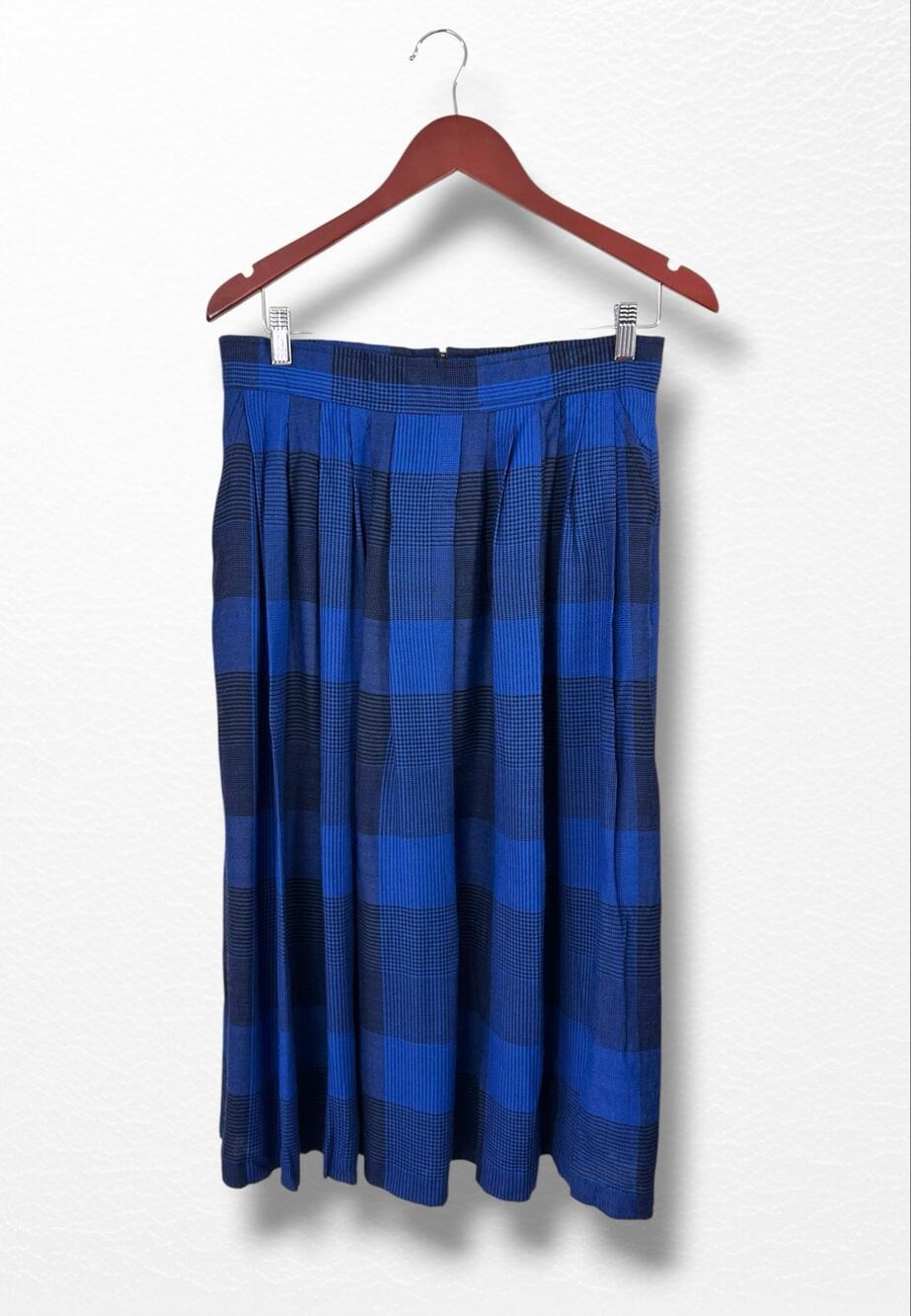 Vintage 90s Wool Blend Pleated Midi Skirt, Size 16